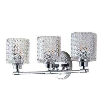 Spaulding Vintage Iron/Chevron Pattern Glass Farmhouse Cottage LED Vanity Light